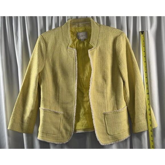 Ann Taylor Loft Tweed 3/4 Sleeves Blazer, Yellow, Sz: M, 78-35 - Picture 11 of 16